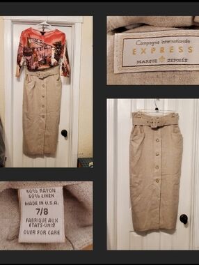 Linen Pencil Skirt with Matching Belt